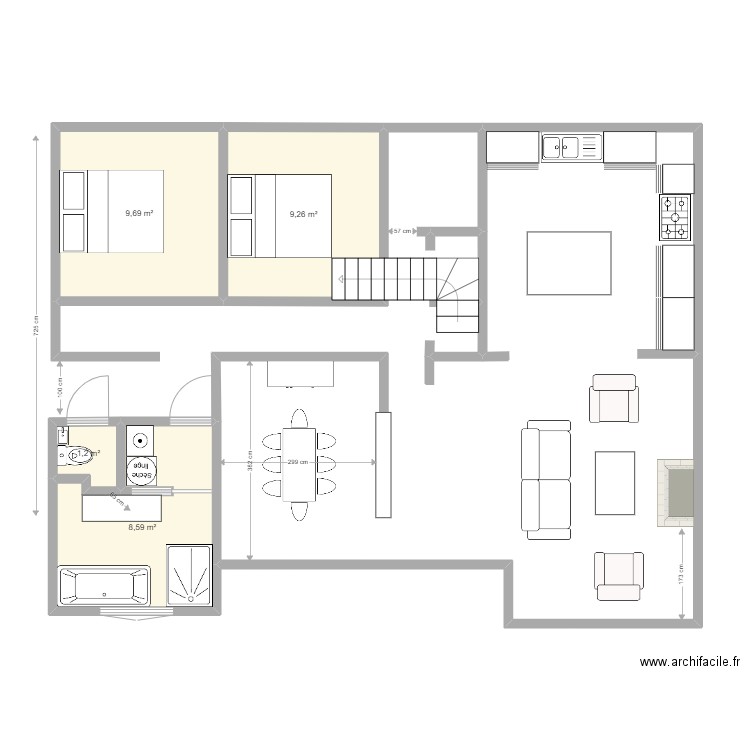 Villau v2. Plan de 4 pièces et 29 m2