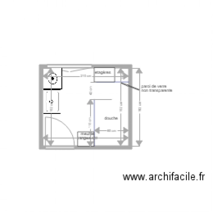 sdb rdc. Plan de 1 pièce et 4 m2