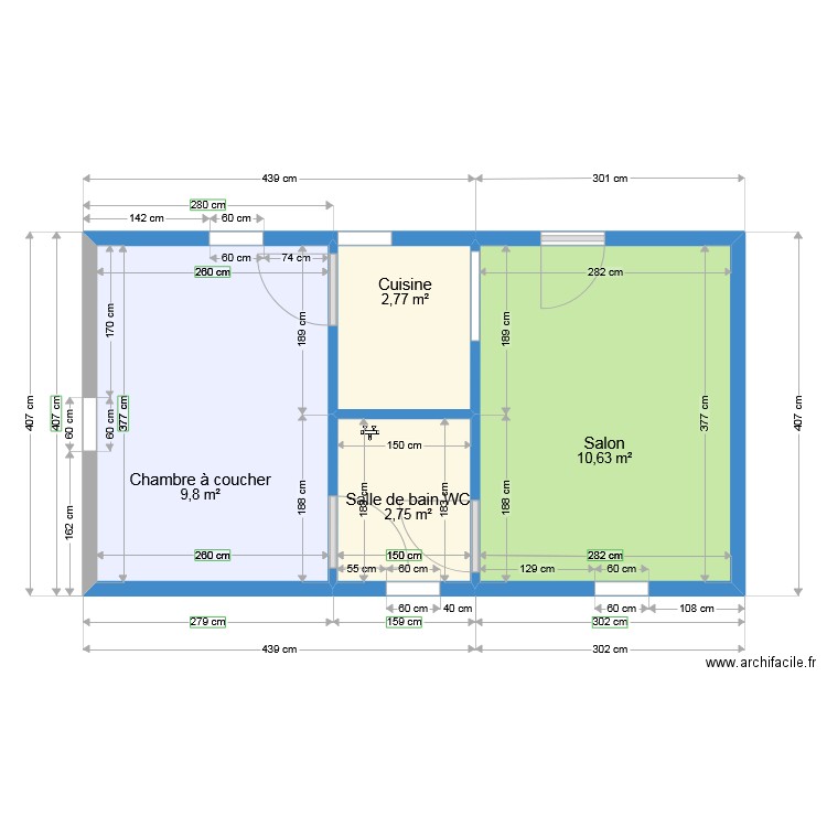 Studio americain 25m2. Plan de 0 pièce et 0 m2