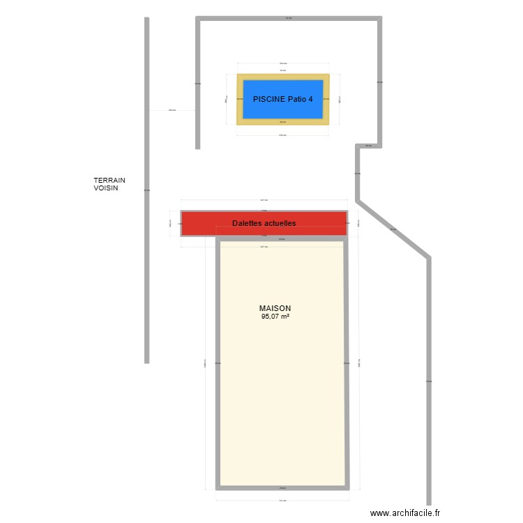 TERRAIN SAOUD Patio 4. Plan de 3 pièces et 118 m2