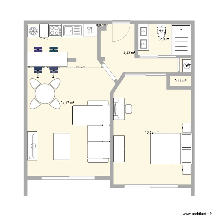 jl2. Plan de 7 pièces et 49 m2