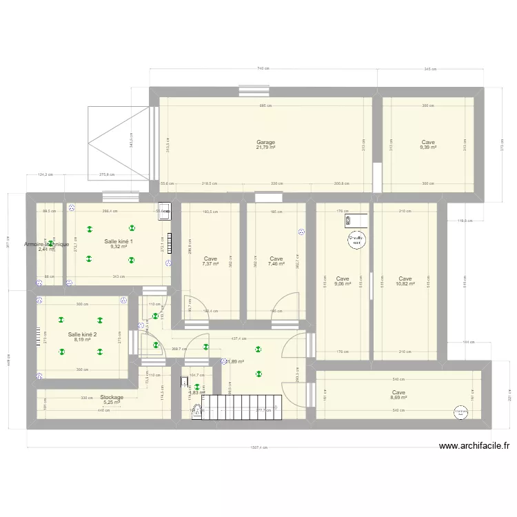 Plan sous-sol situation projet&eacute;e (2023). Plan de 