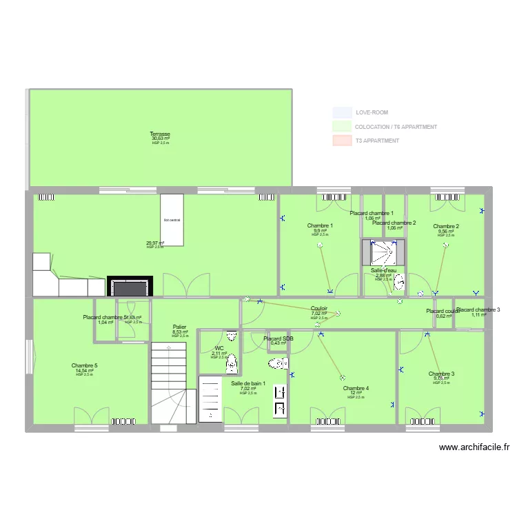 Pouanc&eacute; 2 R.ue de Bretagne - Projet1. Plan de 