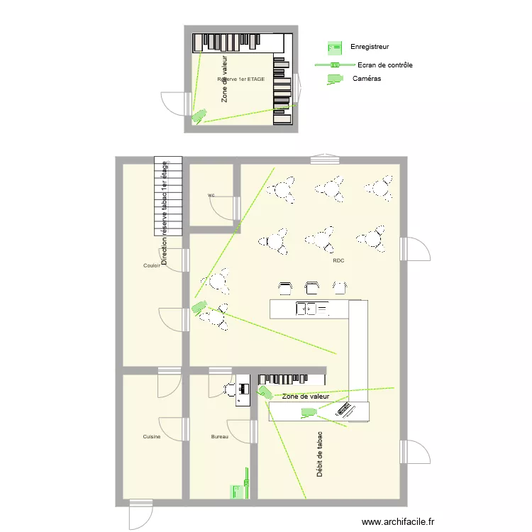 TABAC LA BARAKA  Vid&eacute;o Protection. Plan de 