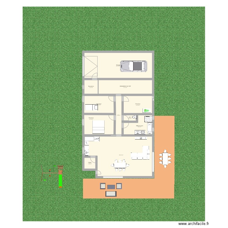Maison LF. Plan de 11 pièces et 174 m2