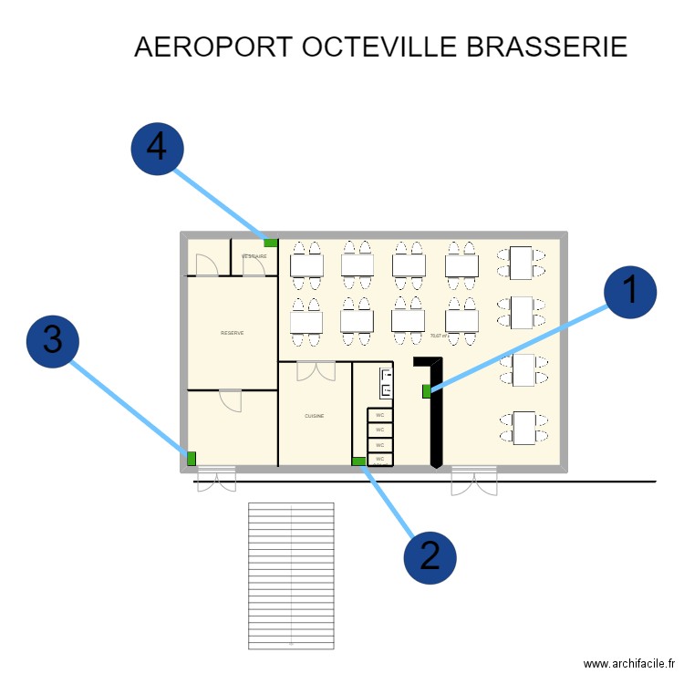 brasserie aéroport octeville . Plan de 11 pièces et 116 m2