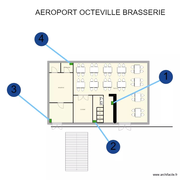 brasserie a&eacute;roport octeville . Plan de 