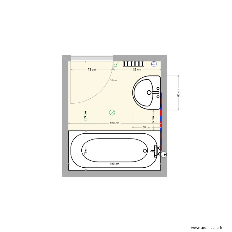 AUBORDIER Existant. Plan de 1 pièce et 3 m2