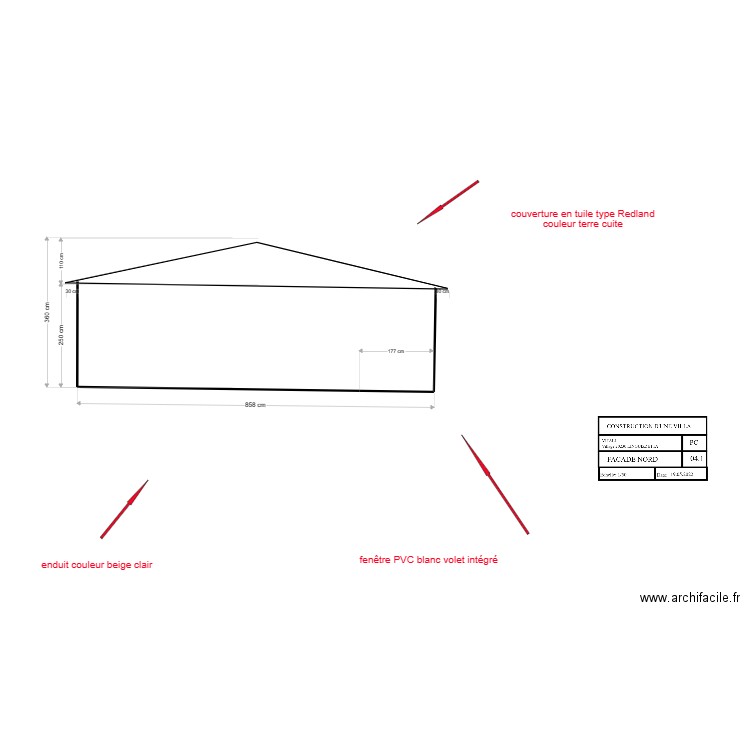 facade nord 2023. Plan de 0 pièce et 0 m2