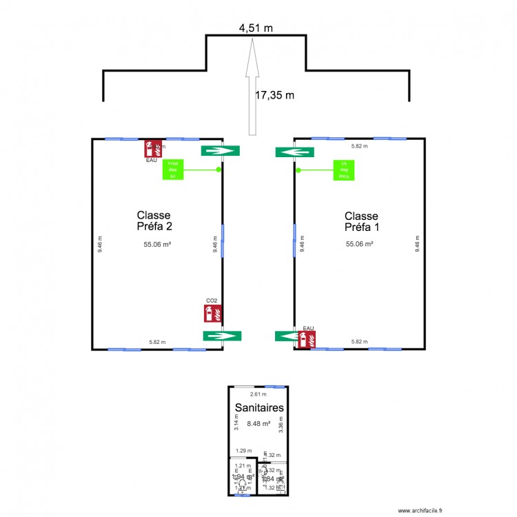 Préfa Ecole Le Tourneur. Plan de 0 pièce et 0 m2