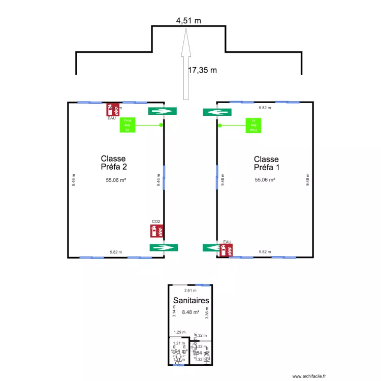 Pr&eacute;fa Ecole Le Tourneur. Plan de 