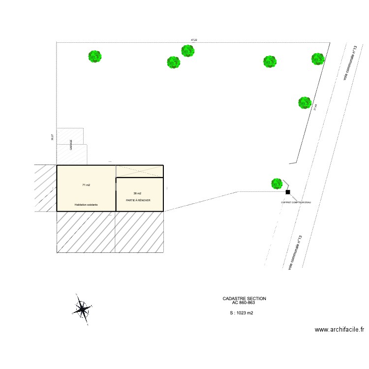 PLAN DE MASSE BOURG LOT C . Plan de 1 pièce et 16 m2