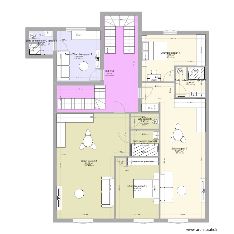 PLAN R+2 CHANTIER MONTARGIS 2. Plan de 10 pièces et 150 m2