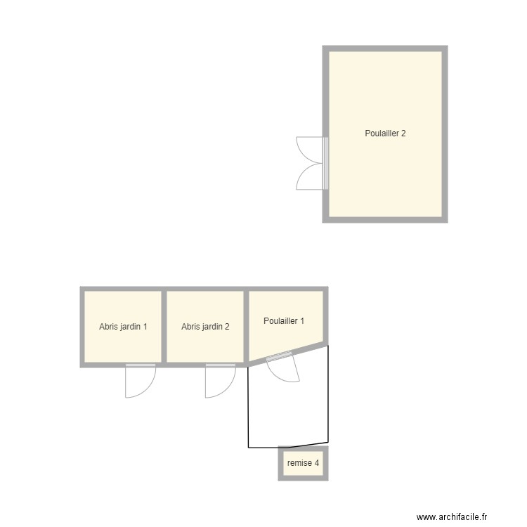 dependances 2 . Plan de 5 pièces et 15 m2