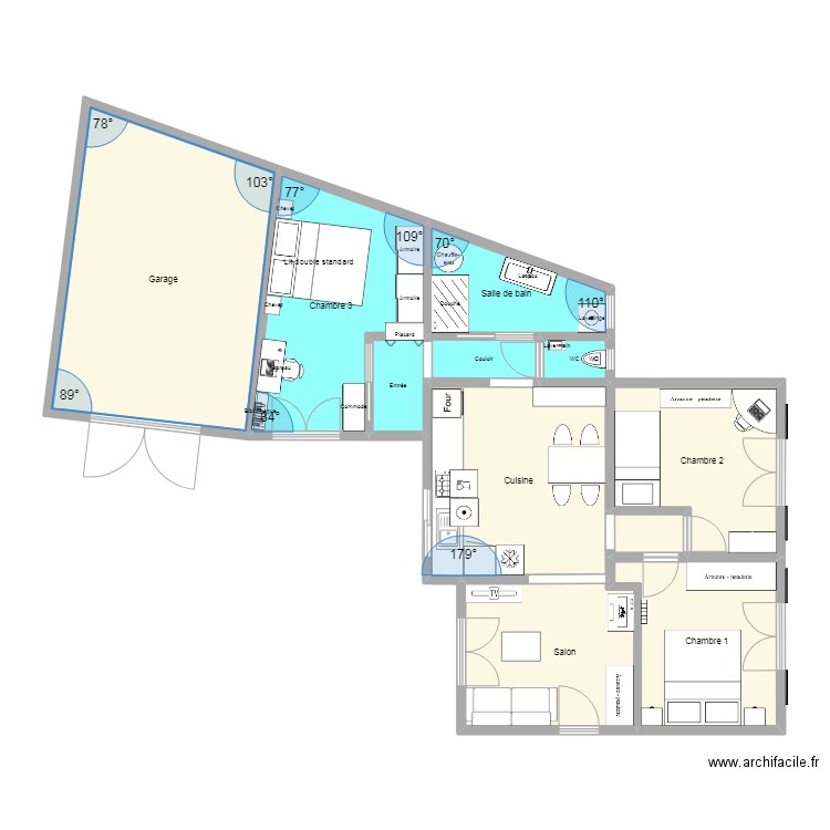 Maison Thomas projet 3. Plan de 11 pièces et 91 m2