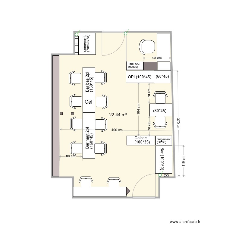 NB1 2022 v4. Plan de 1 pièce et 22 m2