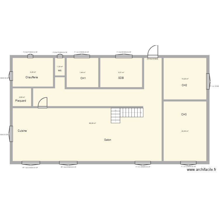 SANCHO RDC. Plan de 8 pièces et 152 m2