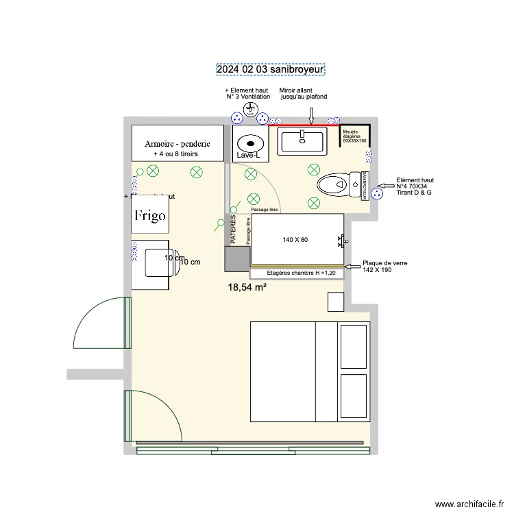 2024 02 3  Sanibroyeur. Plan de 1 pièce et 19 m2