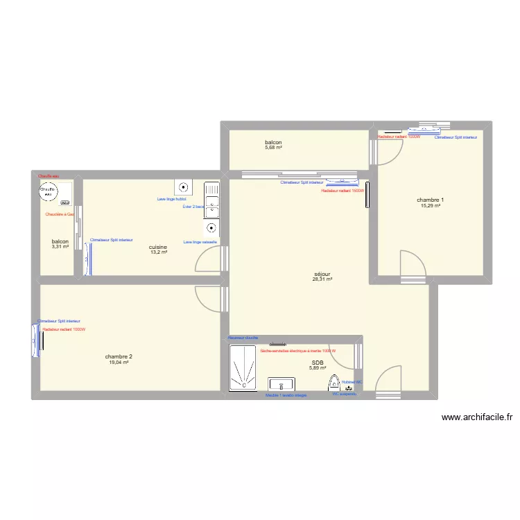 azeffoun. Plan de 7  et 91 m²