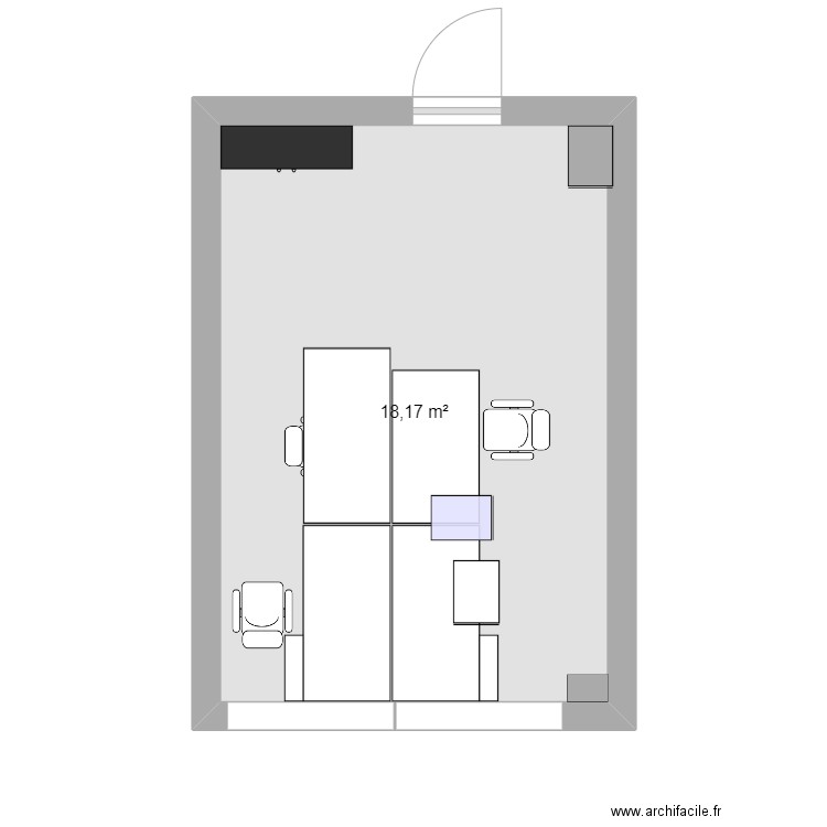 Bureau. Plan de 1 pièce et 18 m2