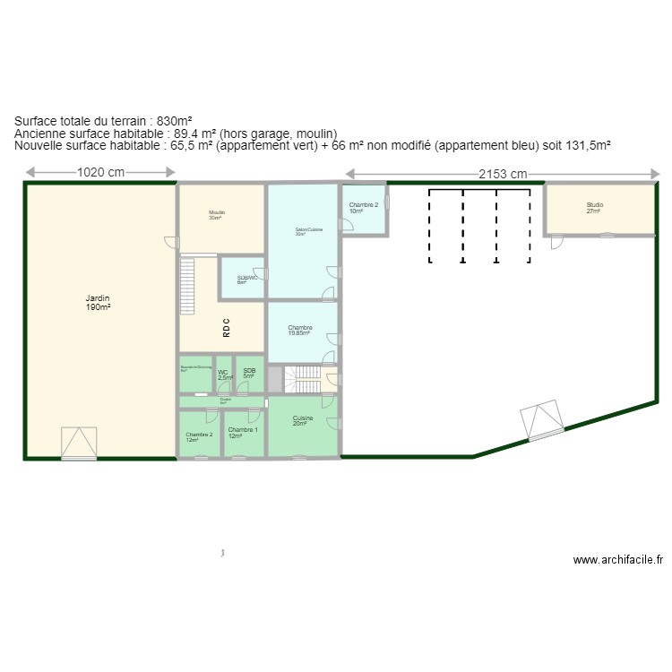 Projet St Sat RDC avec jardin après modif. Plan de 0 pièce et 0 m2