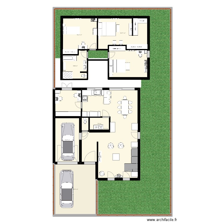 Amménagement. Plan de 8 pièces et 182 m2