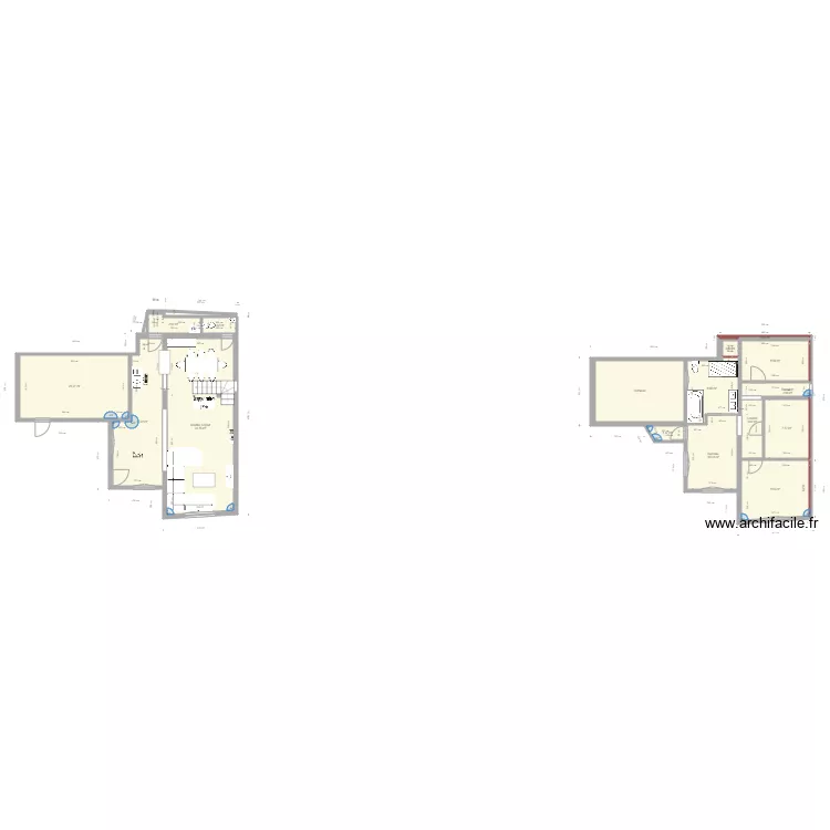 Maison apr&egrave;s travaux d&eacute;co. Plan de 