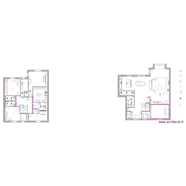 maison Beuvelet plan éclairage. Plan de 20 pièces et 241 m2