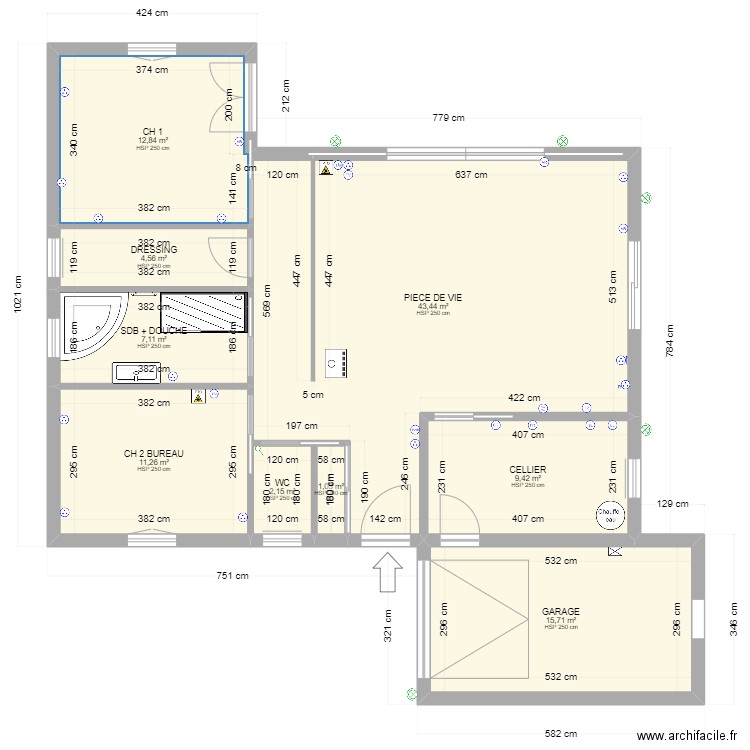 PLAN PORTES FENETRES. Plan de 9 pièces et 108 m2