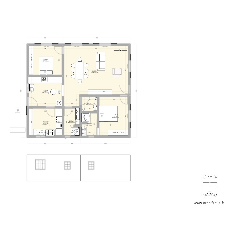 test 27 avril 23. Plan de 8 pièces et 87 m2