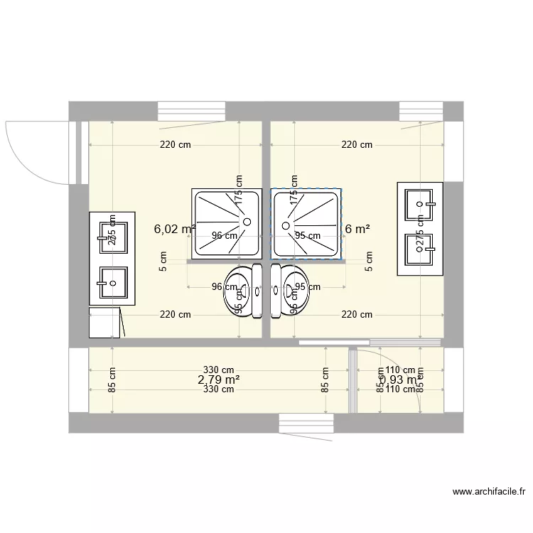 SDB chambres hôtes . Plan de SDB chambres hôtes . Plan de