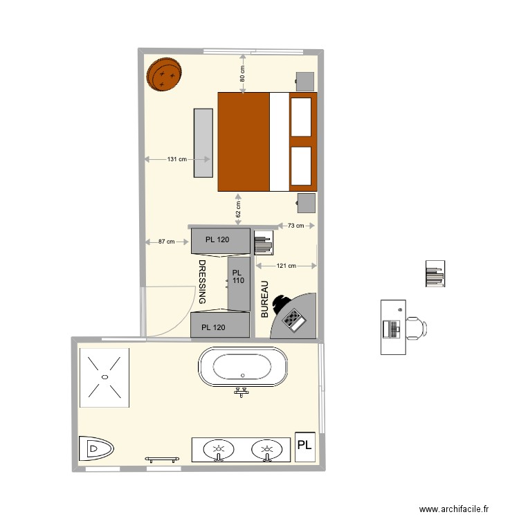 ARNOUL CHAMBRE 3.1. Plan de 1 pièce et 32 m2