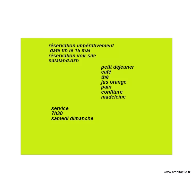 menu. Plan de 