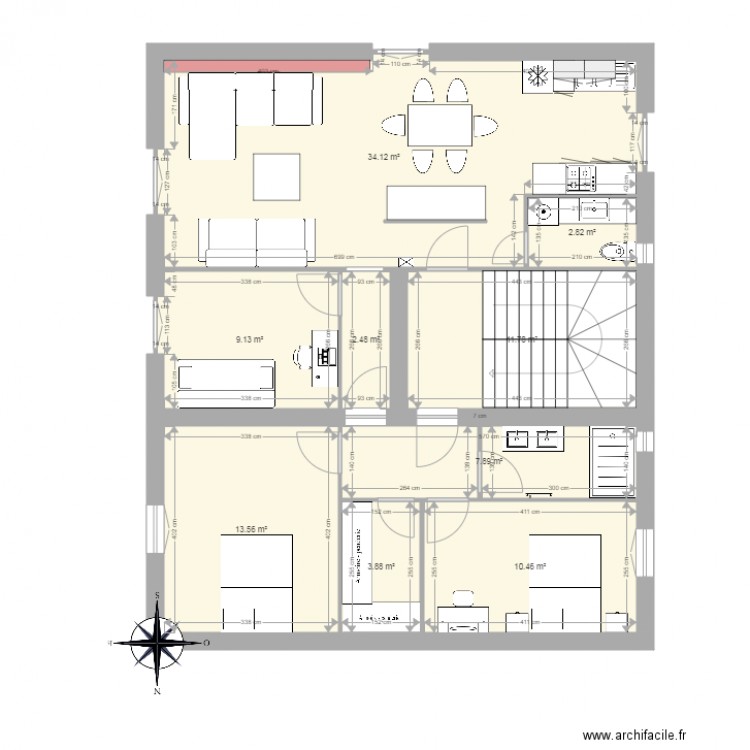 appart flachet modifié. Plan de 0 pièce et 0 m2