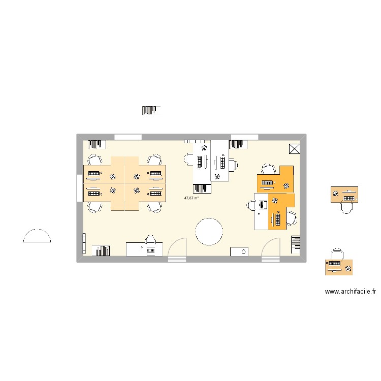 Bureau Cetim 3. Plan de 1 pièce et 48 m2