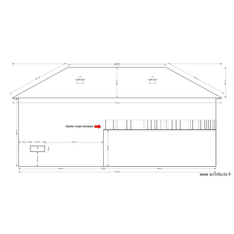 Pouancé - Façade Sud - Projet. Plan de 0 pièce et 0 m2