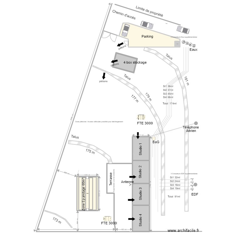 Plan Masse pour Mairie. Plan de 8 pièces et 348 m2