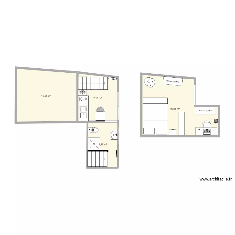 Studio - option 8. Plan de 