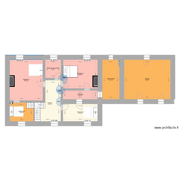Morannes 1er actuel bis. Plan de 9 pièces et 141 m2