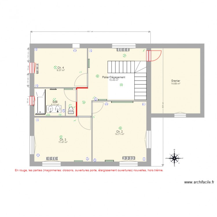 RouquiéAucamville 1er étage. Plan de 0 pièce et 0 m2