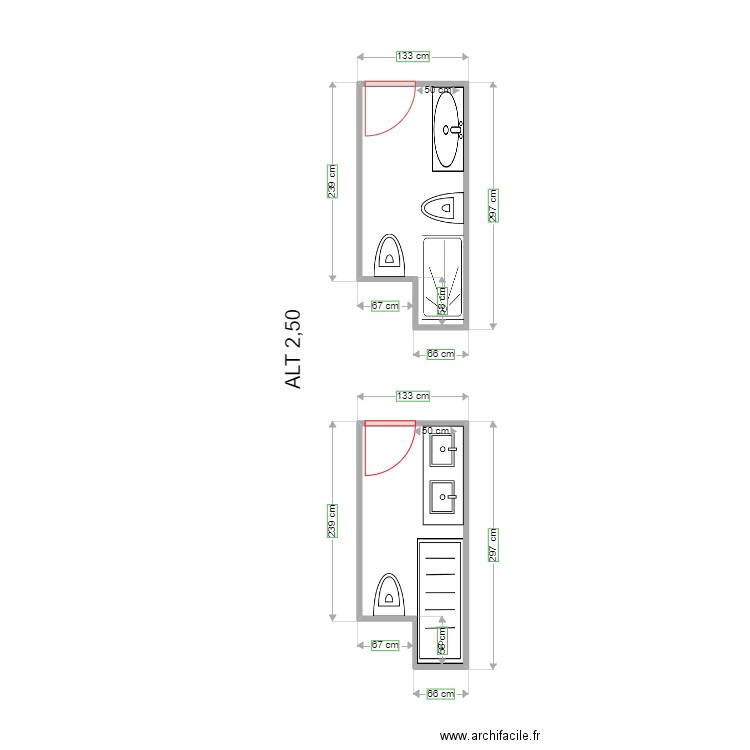 ALBERTO GIMENEZ. Plan de 2 pièces et 6 m2