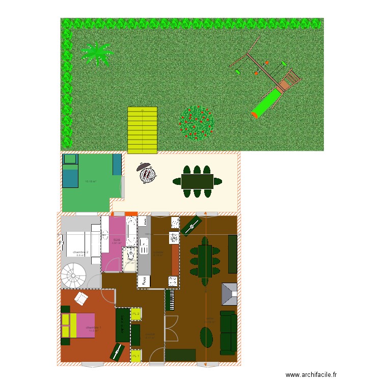 étage maison plan complet. Plan de 0 pièce et 0 m2