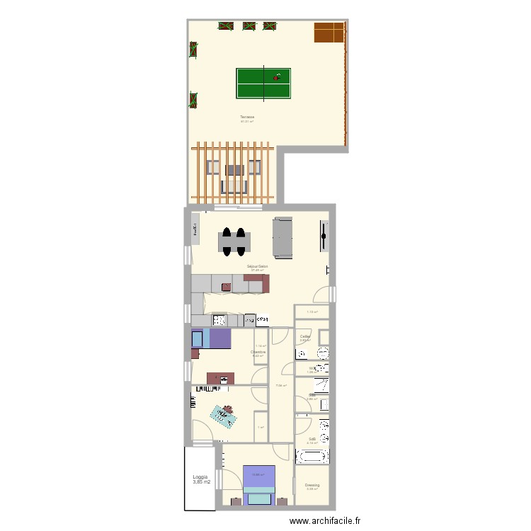 Appartement cuisine ouverte. Plan de 0 pièce et 0 m2