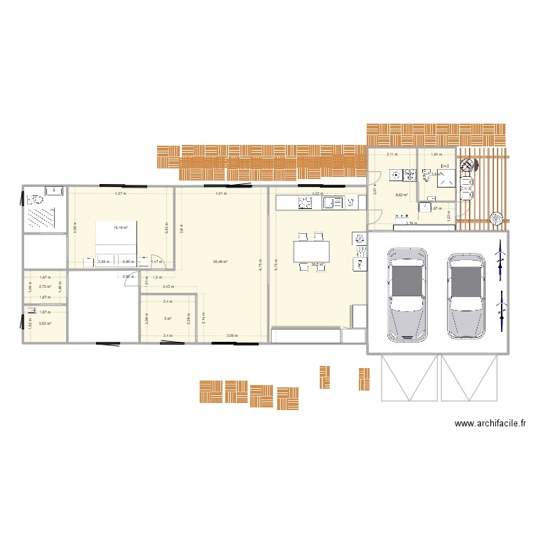 IDEE 1. Plan de 8 pièces et 95 m2
