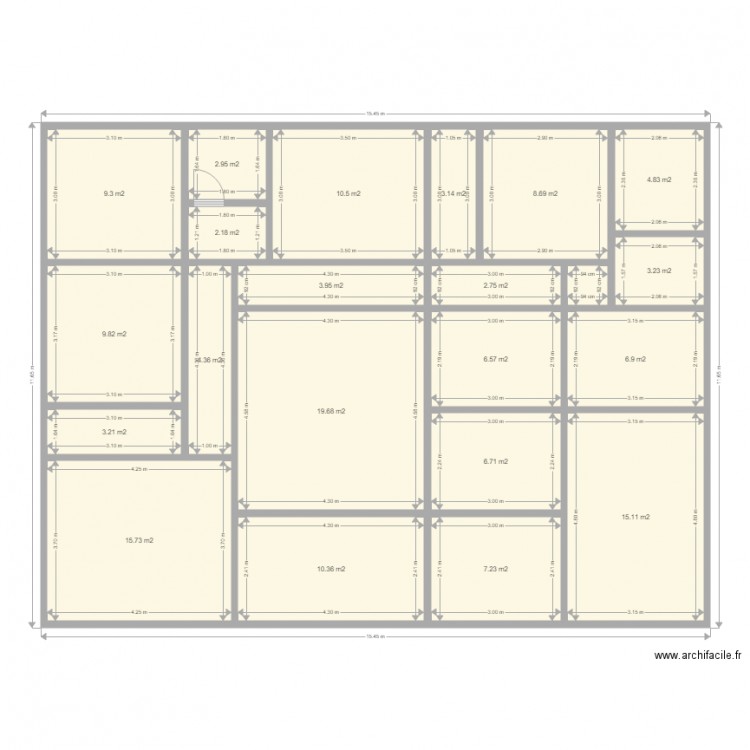 PLAN DE MAISON 3 PIECES. Plan de 22 pièces et 158 m2