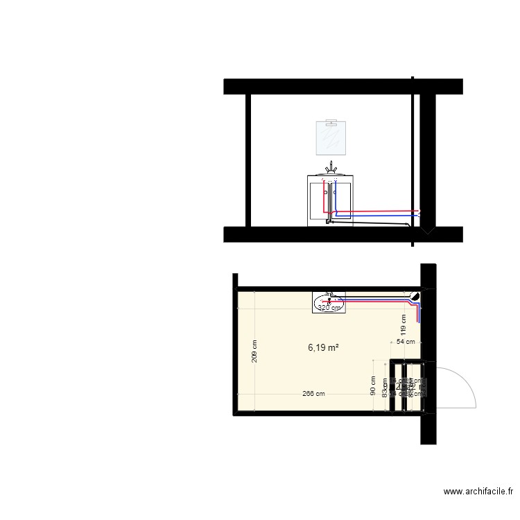 MIS SDB Lavabo sto. Plan de 6 pièces et 13 m2