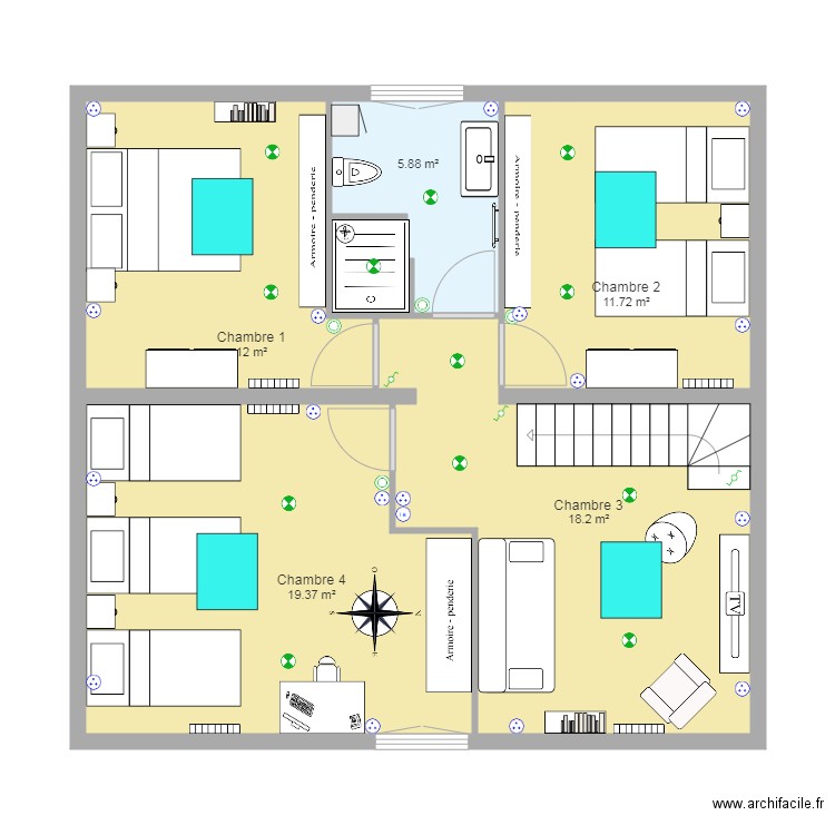 amenagement grenier bayonne 4 chambres meubles et prises. Plan de 0 pièce et 0 m2