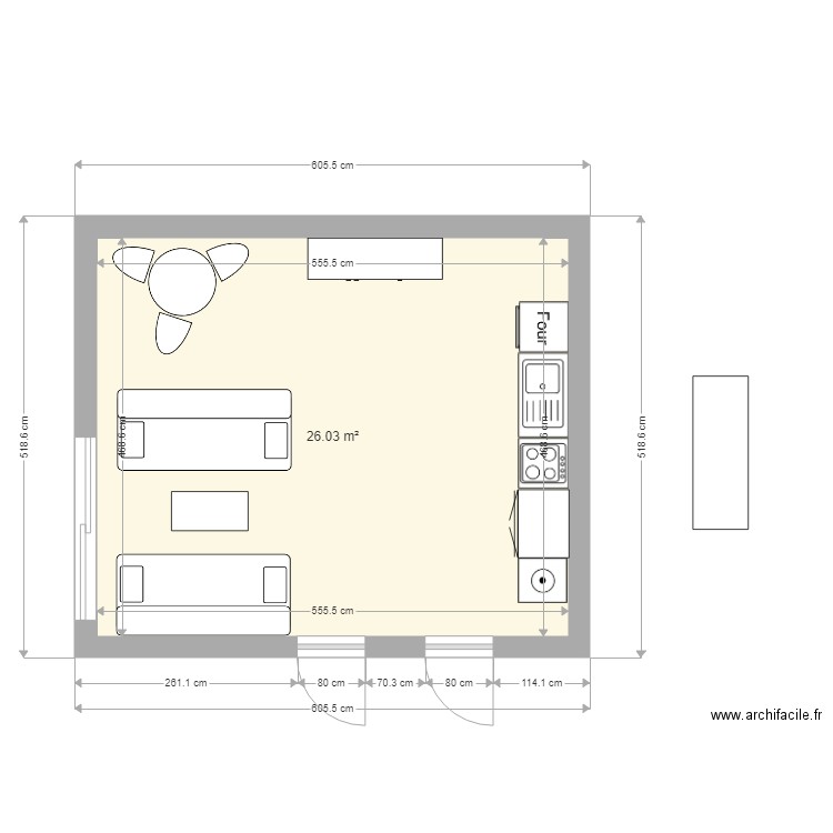 PLAN JEAN Version table salle à manger. Plan de 0 pièce et 0 m2