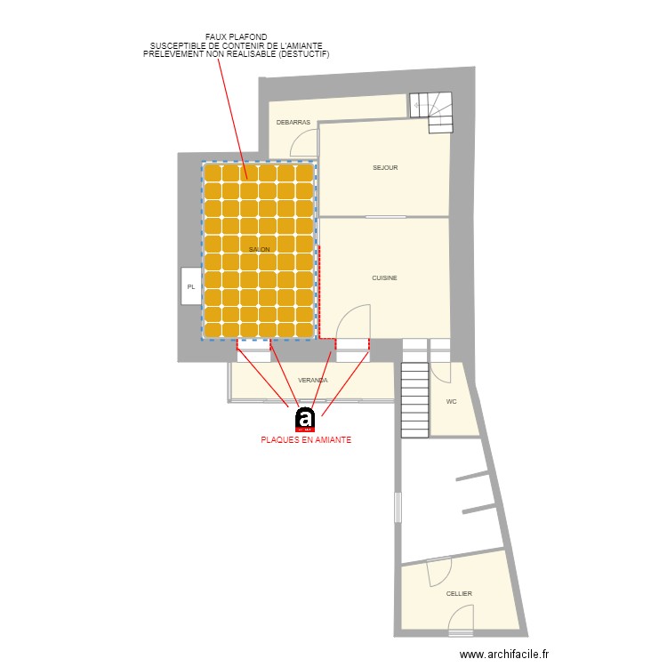 PAPIN AMIANTE. Plan de 20 pièces et 179 m2