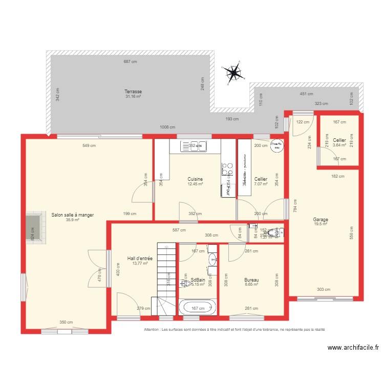 BI 3316 rdc coté. Plan de 0 pièce et 0 m2